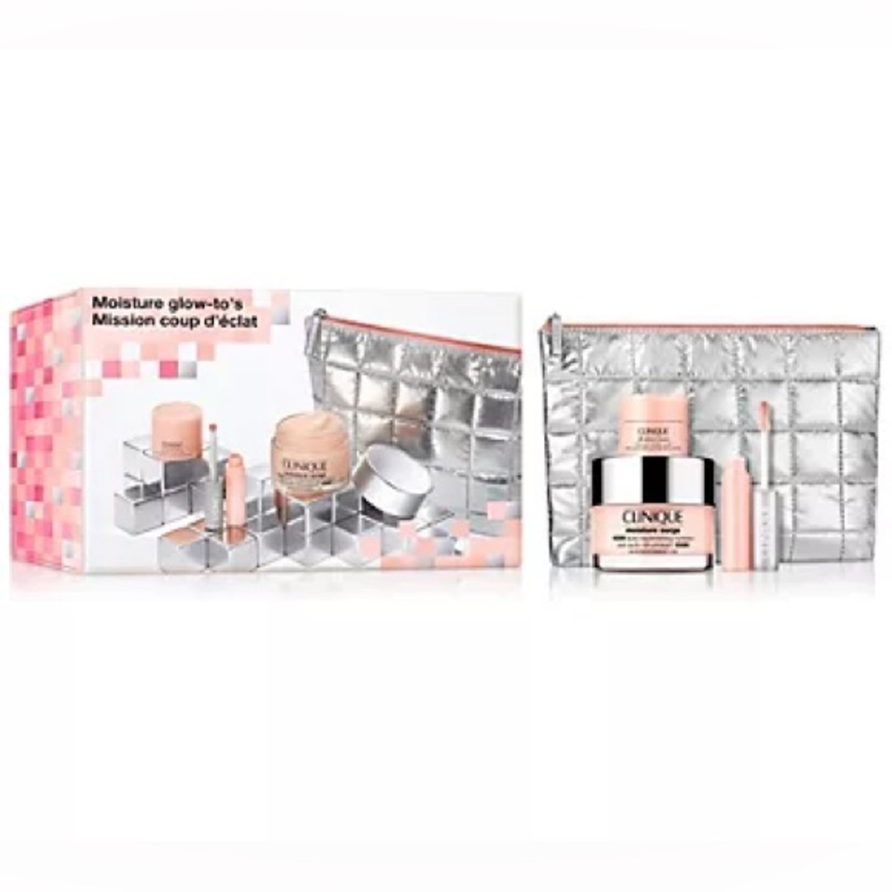 NEW Clinique Moisture Surge Glow-To's Skincare Makeup Gift Set Eyes Lip Gloss